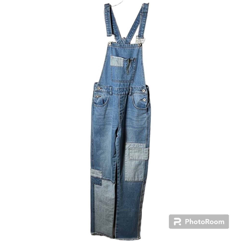 Pol Patchwork Denim Overalls Size Small - image 2